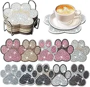 DIY Diamond Painting Coasters - 10/20Pcs Cute Dog Paw Shaped Art Coaster, Drink Coaster Table Decoration, Art Kits for Adults Kids