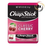 1x Stick ChapStick Classic Cherry Lip Protectant Balm | .15oz | Moisturizes Lips