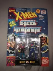 Marvel X-Men Steel Mutants GAMBIT vs BISHOP Die Cast Metal Toy Biz Figure New