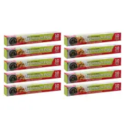 10PK Lemon & Lime 10m Heavy Duty Kitchen Aluminium Foil Wrap Roll w/ Dispenser