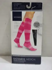 NEW SIGVARIS GRADUATED COMPRESSION SOCKS 20-30mmHg SIZE MS DARK NAVY STRIPE