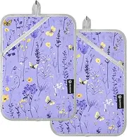 Large Pot Holder Heat Resistant Cute Lavender Purple Butterflies Potholders for Kitchens with Pockets Hotpads for Cooking Oven Mitts 2 Pack