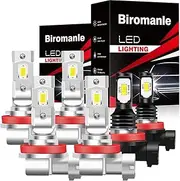 Biromanle Compatible with Nissan Altima Bulbs(2007-2018),H9 High Beam H11 Low Beam+H11 Fog Light Bulb Combo, 6000k white light,Interior lights Bulbs(Pack of 6)