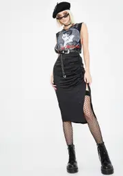 [Dolls Kill] Naty Ruched Midi Skirt