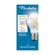 Mirabella 4W LED Filament Warm White GLS Globe