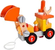 Kisangel Assembled Excavator Toy Boys and Girls Engineering Car Model Simulated Construction Vehicle Wooden Educational Toy for Boys