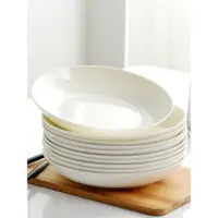 在飛比找ETMall東森購物網優惠-盤子菜盤家用2023新款白色骨瓷餐具深盤餐盤圓盤飯盤白瓷盤子
