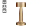 Cordless LED Table Lamp Touch Control Dimmable Colour Change Metal Battery Night Light Gold USB Rechargeable