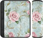 Roses Golden Leaves Pastel Retro 2 Pack car seat Strap Pads, Stop seat Belt Cutting into Neck, searbelt Cover for Backpack Auto Auto