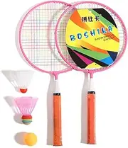Badminton Rackets for ren Set Durable Badminton Set for Indoor and Sport Game with 2 Badminton and 1 Table Tennis Pink One Size