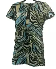 Motel Warped Zebra Blue Freya Mini Sz Large Dress