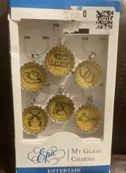 Epic My Glass Charms Western Icons Bottle Caps Reusable Glass Identifiers 6pc
