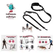 Heavy Duty Hands Free Bungee Dog Leash | Two Large Dogs Up to 250 lbs | Comfo...