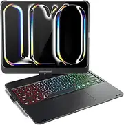 doqo iPad Pro 13 inch Case with Keyboard (M4, 2024),Keyboard case for iPad Pro 13 2024 with Multi-Touch Trackpad, 7 Colors Backlight & 360°Rotatable,Thin&Light for iPad Pro 13 M4 Black
