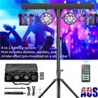 Par Cans Stand LED RGBW Derby Stage Party Lights Bar DMX Remote DJ Disco w/ Bags