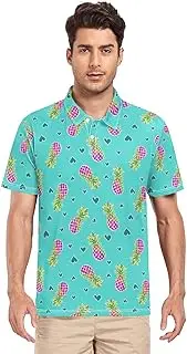 [ZZXXB] Pineapple and Love Heart Men's Polo Shirts Short Sleeve Quick Dry Athletic Outdoor Sports Golf Shirts S-XXL
