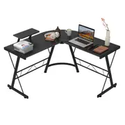 Advwin L Shaped Computer Desk Corner Gaming Desk with Removable Shelf Stand Study Table Workstation Black