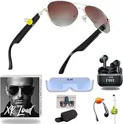 Set of Latest 5.3 Bluetooth Glasses for Men, for dad, 5 Items in Box, Alpha Smart Glasses Wireless Touch Control, Calls Music Podcasts 100H SB IPX5 Mic, Gift for Him
