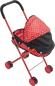 Role Play Stroller Lightweight Doll Stroller Simulation for Creative Play Safe Easy to Carry for Party Games Polka Dot Design