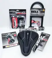 Bell Bicycle Bike Bundle - U Lock, Compact Tools, Seat Pad, Light Set, Tire Pump