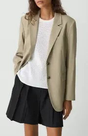 Theory Linen Blend Blazer in Soft Taupe at Nordstrom, Size 12
