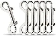 Zorveiio 6 Pcs 4.7 Inch Double Ended Bolt Snaps Hook, Zinc Alloy Double Snap Hook Chain Clips for Dog Leash Key Chain Horse Tack Pet Feed Bucket Garage Use, Silver