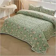 Quilt Set 82x94 Inch 3 Piece Lightweight Soft Coverlet Modern Style Plaid Striped Floral Pattern Bedspread Set(1 Quilt,2 Pillow Shams) (Color : E, Size : 210x240cm-48x74cm x2)