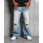 ［SMOOZ] MENES WASHED BLUE BUSTED DENIM PANTS破壞褲 牛仔褲