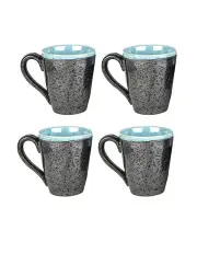[Shervin Verkil] Lagoon Mug 4 Piece Set in Black/Blue