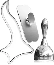 ONUEMP 3-in-1 Stainless Steel Massage Therapy Tools - Ice Gua Sha Muscle Scraper, Fascia Brush & Body Sculpting Cup, Maderoterapia Kit Colombiana for Lymphatic Drainage, Anti Cellulite, Deep Tissue