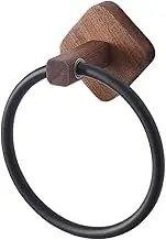 CAXUSD Hand Towel Ring Wall Mount Holder No Drill Design for Kitchen Bathroom Stylish High End Walnut Towel Holder for Easy Access Quick Drying