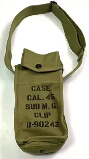 WWII US ARMY M1 & GREASE GUN 30RD .45 AMMO MAGAZINE CARRY BAG-OD#7