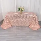 90x156 in BLUSH Wavy Sequined Mesh Rectangle TABLECLOTH Party Events Decorations