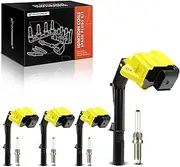 A-Premium Ignition Coils & Spark Plugs Kits Replacement for Mercedes Benz E300 SLC300 2017-2019, 2.0L L4, Iridium, Yellow, A Set of 8