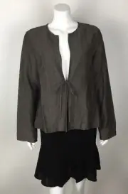 Eileen Fisher Women’s Jacket NWT $178 Linen Blend Front Tie Medium Solid Brown