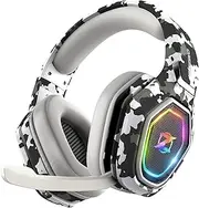 Ozeino Wireless Gaming Headset for Ps5, Ps4, PC, Gaming Headphones with Flip Mic and USB-A & USB-C Transmitter, 40Hr Battery Bluetooth Headset for Mobile, Mac, Laptop