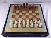 Brown Marble Stone Chess Set w/ Pieces – Handmade Christmas Gift for Loved Ones