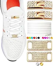 [TOPPING STYLE] Effortless Style & Sparkle - Elastic No Tie Shoe Laces with Bling Diamond Locks & Charms for Women's Sneakers