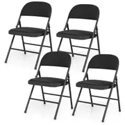 Giantex 4 Pack Folding Chairs Stackable Guest Chair w/Metal Frame Party Chairs Black