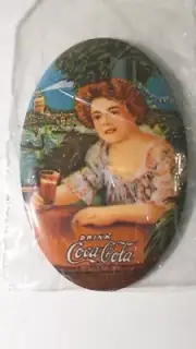 Coca Cola Small Pocket Mirror Oval Shape Woman Graphic Drink Coca Cola New, Read