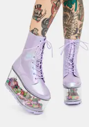 [Y.R.U.] Qloud Ultra Metallic Purple Platform Boots
