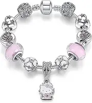 [TAMRAN] MIADEAL Hello Kitty Cat Charms Bracelet, Pandora Compatible