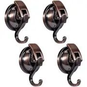 Suction Cup Hooks for Shower, Bathroom, Kitchen, Glass Door, 4 Red Bronze