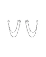 Ettika Chain & Crystal Double Piercing Earrings