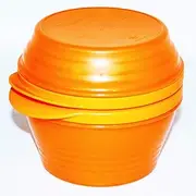 [Tupperware] Set of 2 Duo Bowls with Click Locking Seals 1 and 2 Cups Orange