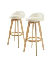 [La Bella] Leila Wooden Bar Stool 72cm 2 Set in Beige
