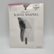 JCPENNEY SHEER CARESS SUBTLE SHAPERS GIRDLE TOP PANTY HOSE LONG SAND