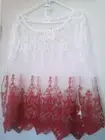 Embroidery top sheer wine size Xl white red colors Simply Couture