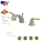 Luxurious Dual Handle Lavatory Faucet in Brushed Nickel & Polished Brass Finish