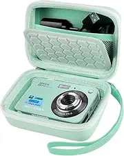 Hard Camera Case, Protective Carrying for Digital Camera, for AbergBest 21 Mega Pixels, Kodak Pixpro, Canon PowerShot ELPH 180, 190, Sony DSCW800, with Camera Storage Holder for Accessorie (Green)